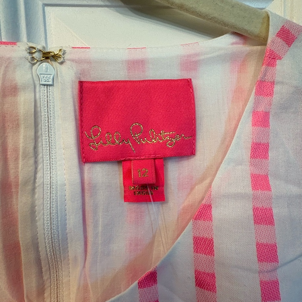 Pink gingham striped Lilly Pulitzer women’s dress, Spring 2022 - Picture 3 of 4